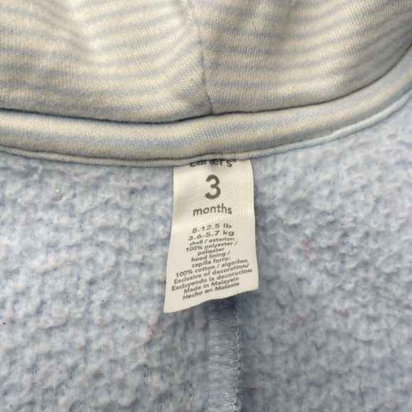 3 Mo blue plush carters bear ear sleeper and dog patch snow winter baby clothes - Picture 6 of 7